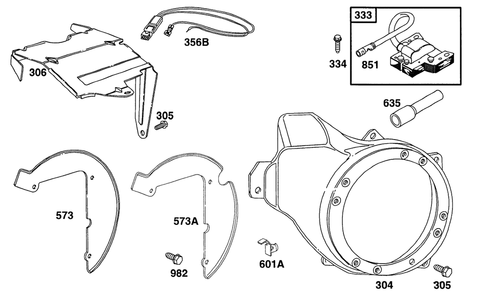 Blower Hsg, Guards, Elect Diagram and Parts List for 161432-0126-XX  Briggs and Stratton Engine